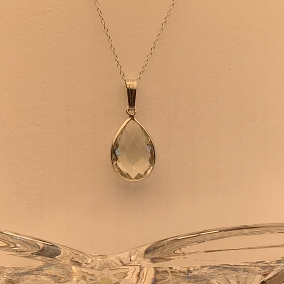 Genuine natural green amethyst 6.05ct pear cut Sterling silver 925 pendant/chain - Picture 7 of 13